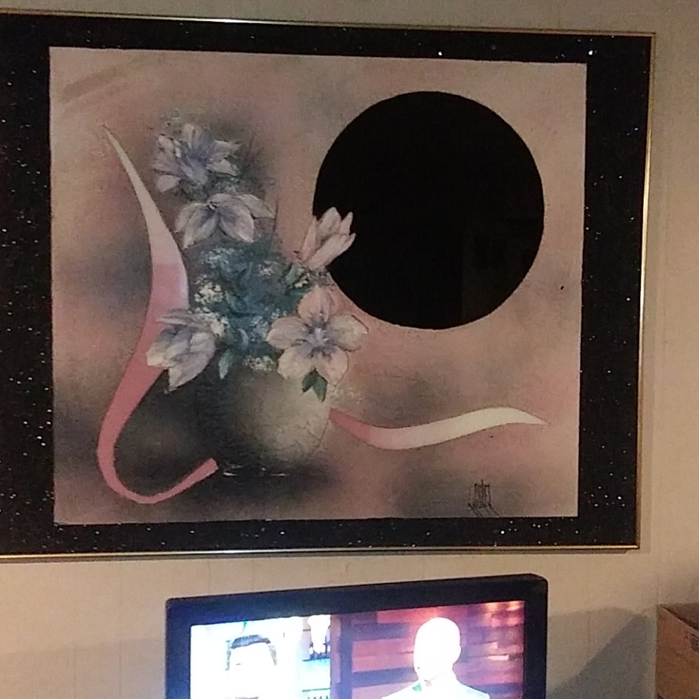 hand painted black moonnight painting authenic